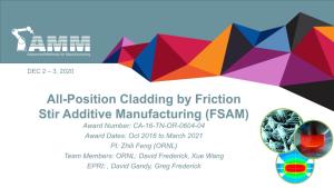 All-Position Cladding by Friction Stir Additive