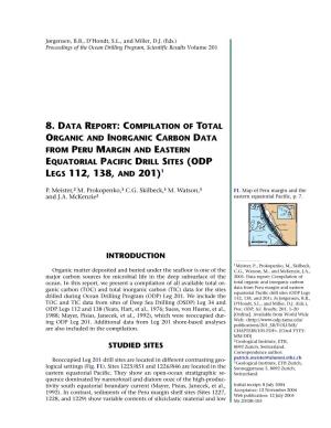 Compilation of Total Organic and Inorganic Carbon Data from Peru Margin and Eastern Equatorial Pacific Drill Sites (Odp Legs 112, 138, and 201)1
