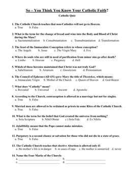 Week 1 Catholic Quiz