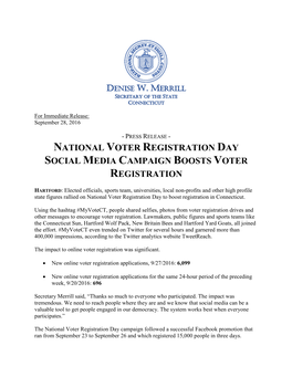 National Voter Registration Day Social Media Campaign Boosts Voter Registration
