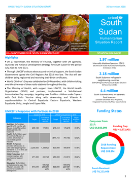 UNICEF South Sudan Humanitarian Situation Report