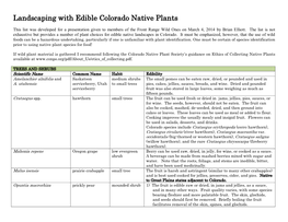 Landscaping with Edible Colorado Native Plants