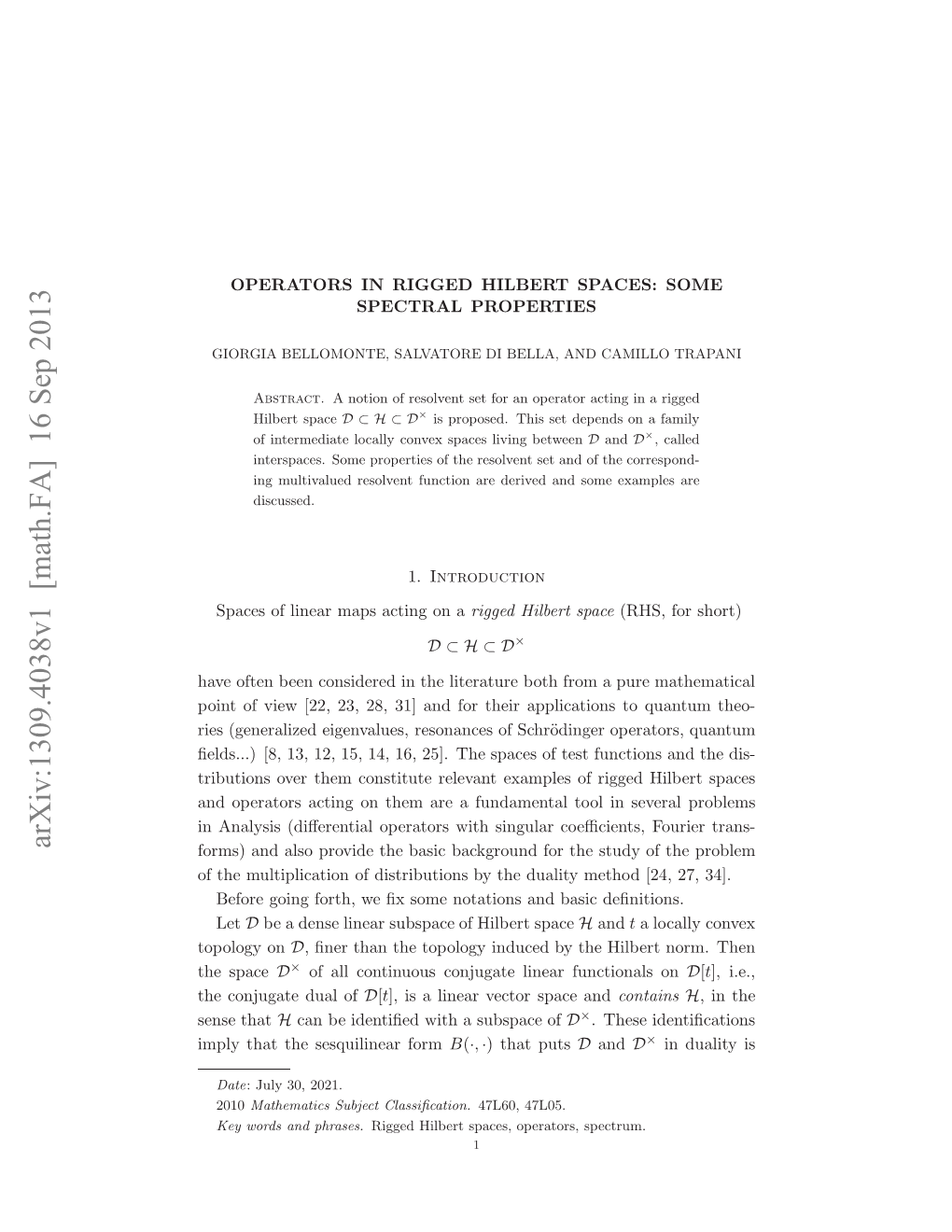 Operators in Rigged Hilbert Spaces: Some Spectral Properties