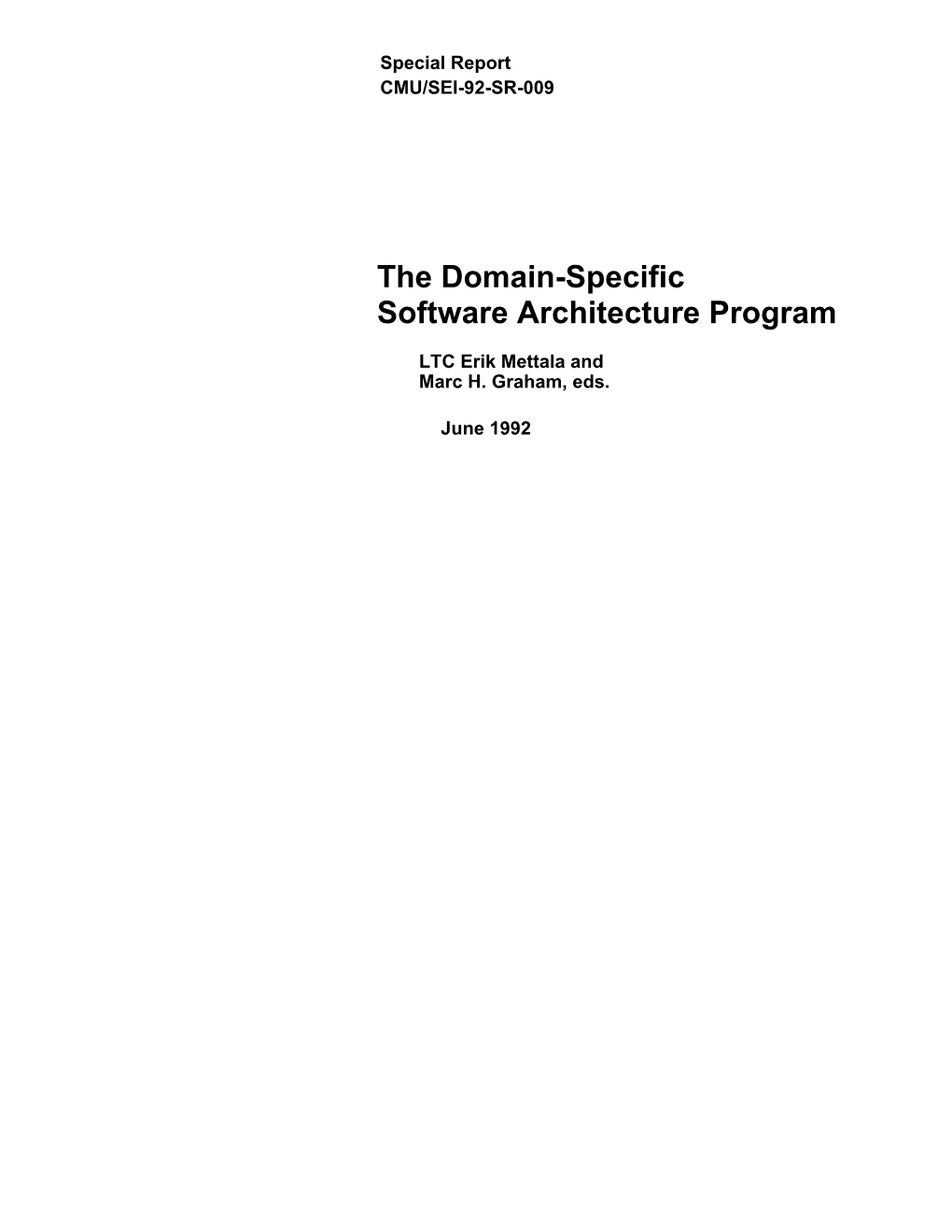 The Domain-Specific Software Architecture Program