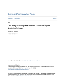 The Liberty of Participation in Online Alternative Dispute Resolution Schemes
