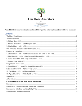 Our Hoar Ancestors by James Clifford Retson Last Revised at February 17 2021