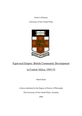 British Community Development in Central Africa, 1945-55