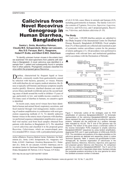 Calicivirus from Novel Recovirus Genogroup in Human Diarrhea