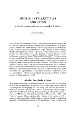 MUSLIM INTELLECTUALS and JAPAN a Pan-Islamist Mediator, Abdurreshid Ibrahim