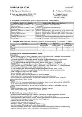 CURRICULUM VITAE June 2017