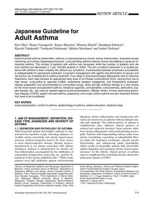 Japanese Guideline for Adult Asthma