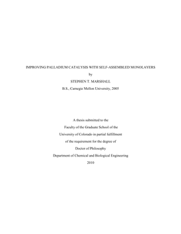 I IMPROVING PALLADIUM CATALYSIS with SELF