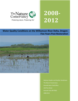 Water Quality Conditions on the Williamson River Delta, Oregon