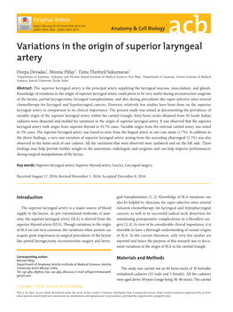 Variations in the Origin of Superior Laryngeal Artery