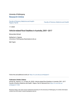 Vehicle-Related Flood Fatalities in Australia, 2001–2017