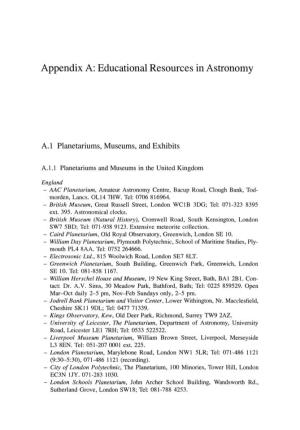 Appendix A: Educational Resources in Astronomy