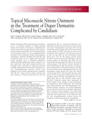 Topical Miconazole Nitrate Ointment in the Treatment of Diaper Dermatitis Complicated by Candidiasis