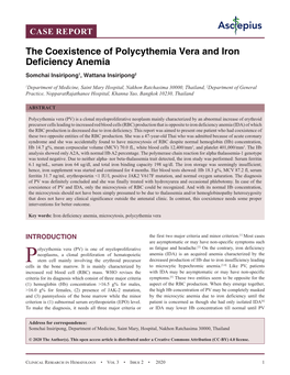 The Coexistence of Polycythemia Vera and Iron Deficiency Anemia Somchai Insiripong1, Wattana Insiripong2