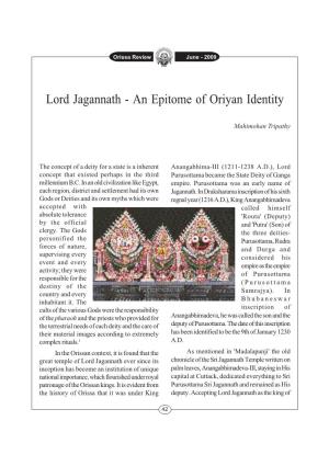 Lord Jagannath - an Epitome of Oriyan Identity