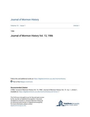 Journal of Mormon History Vol. 13, 1986