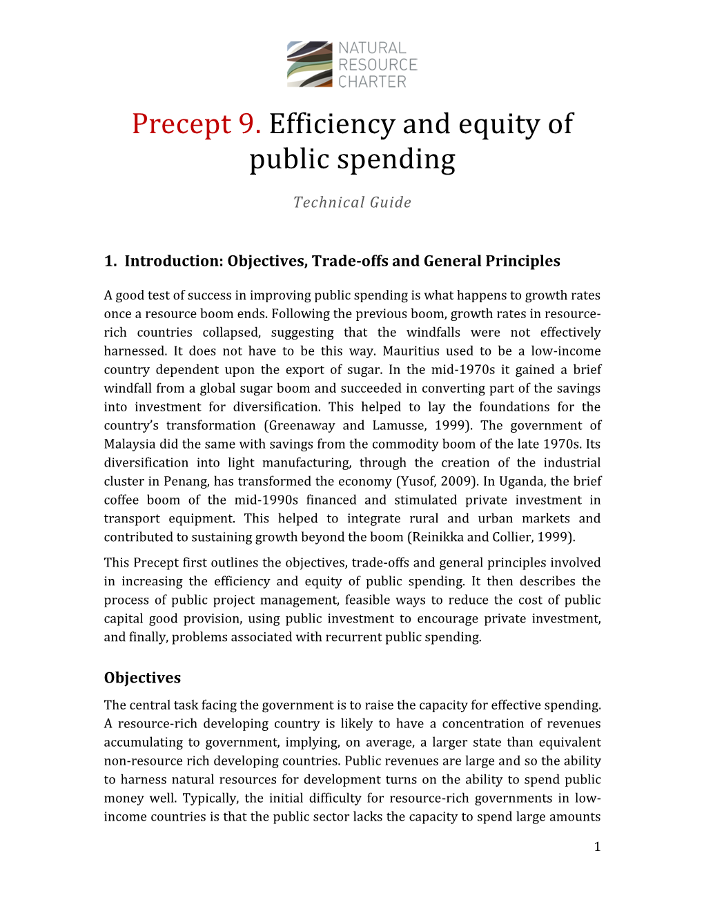 Precept 9. Efficiency and Equity of Public Spending