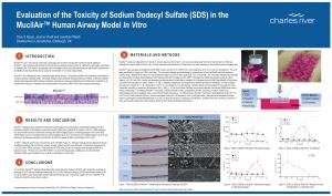 Evaluation of the Toxicity of Sodium Dodecyl Sulfate (SDS) in the Mucilair™ Human Airway Model in Vitro