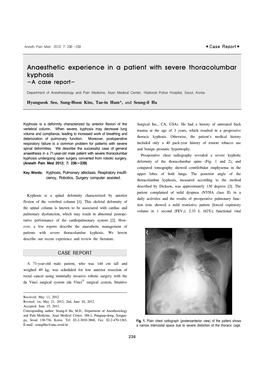 Anaesthetic Experience in a Patient with Severe Thoracolumbar Kyphosis -A Case Report