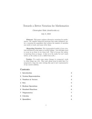 Towards a Better Notation for Mathematics