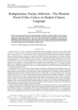 Reduplication, Fusion, Inflexion—The Phonetic Proof of Moe Culture in Modern Chinese Language