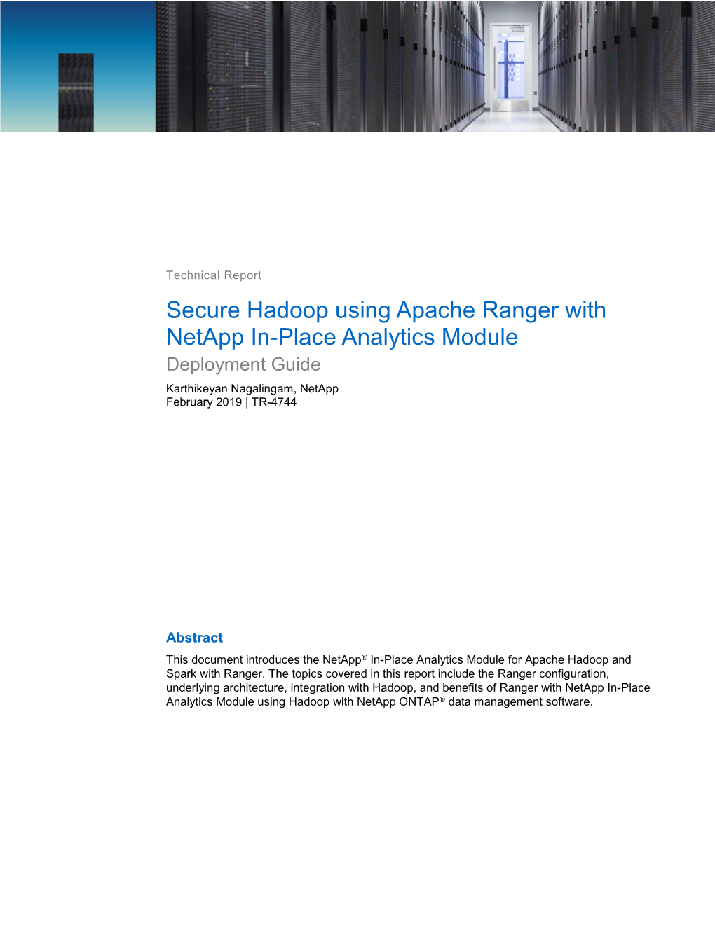 TR-4744: Secure Hadoop Using Apache Ranger with Netapp In