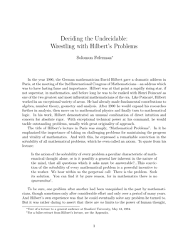 Deciding the Undecidable: Wrestling with Hilbert's Problems