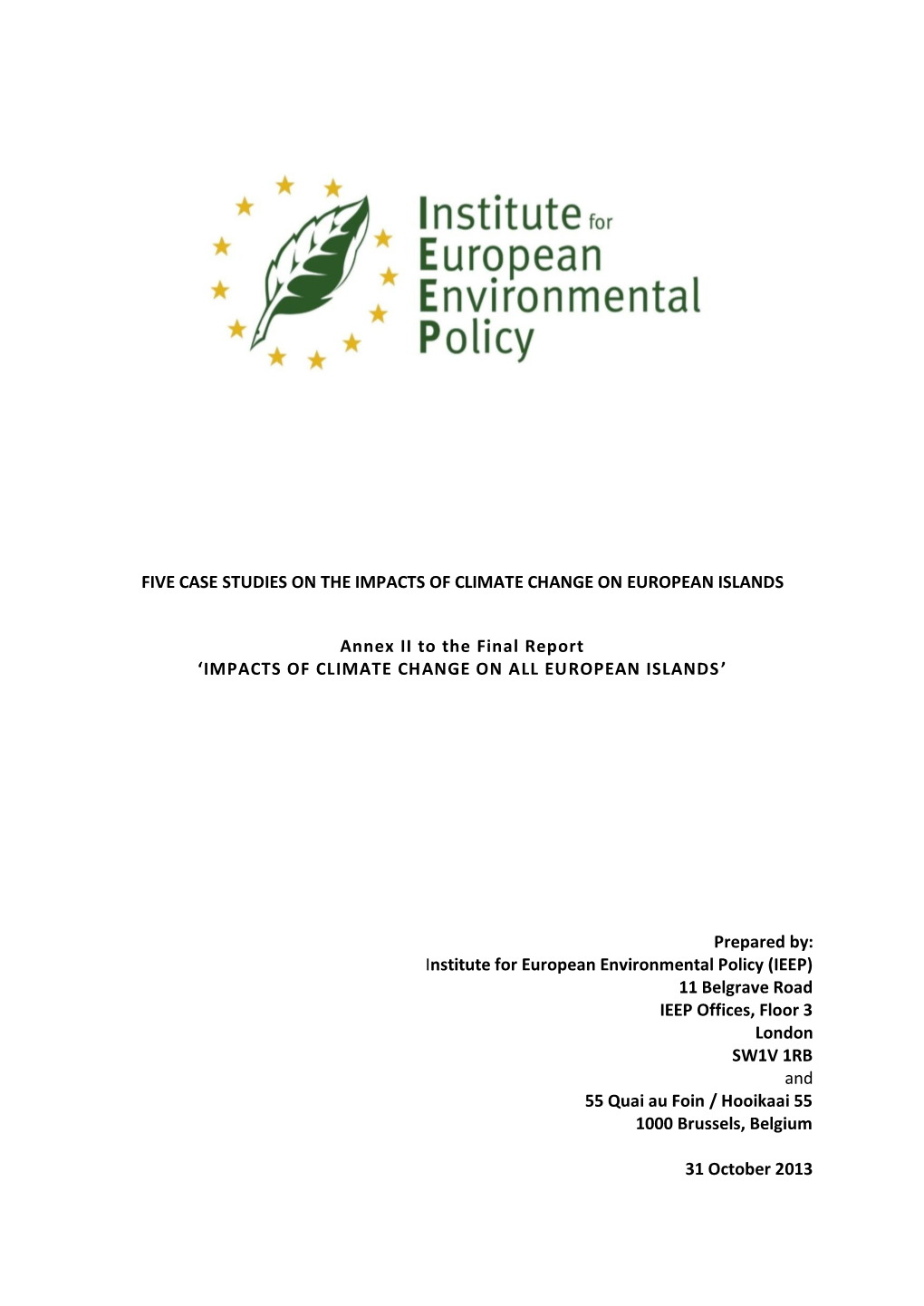 Impacts of Climate Change on European Islands