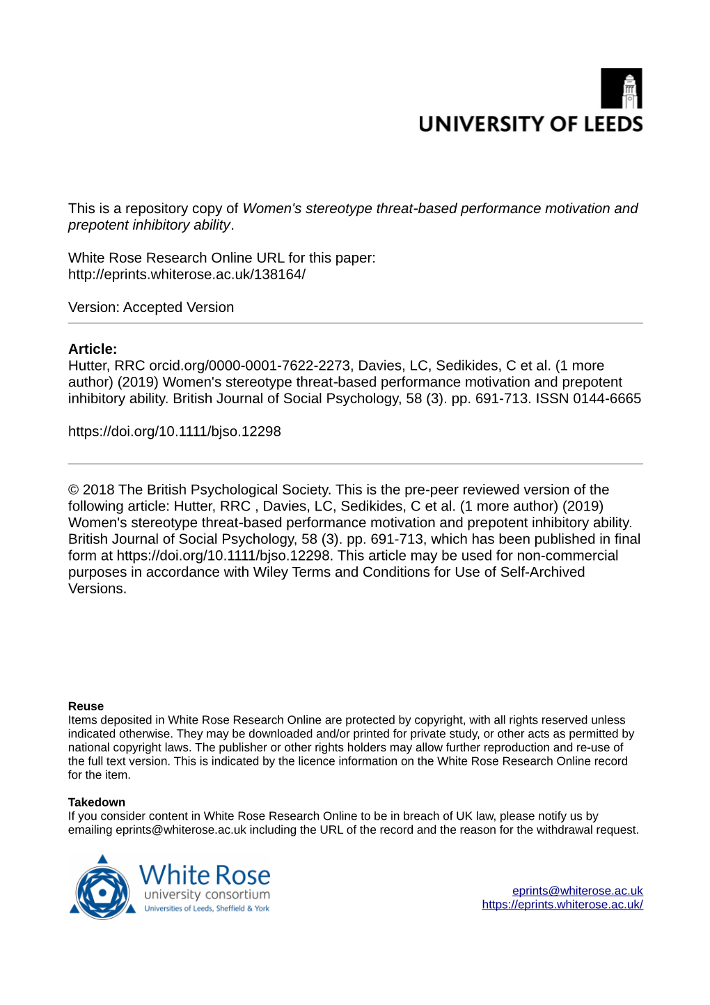 Women's Stereotype Threat‐Based Performance Motivation And