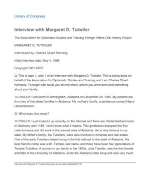 Interview with Margaret D. Tutwiler