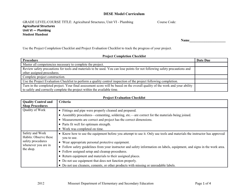 DESE Model Curriculum s1