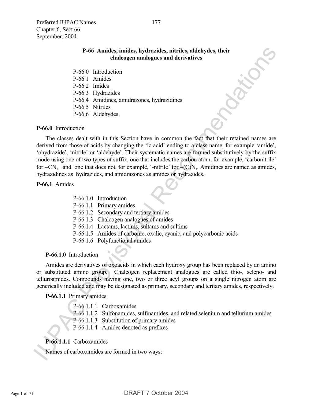 IUPAC Provisional Recommendations