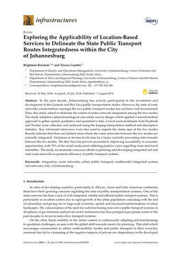 Exploring the Applicability of Location-Based Services to Delineate the State Public Transport Routes Integratedness Within the City of Johannesburg