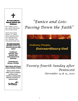 “Eunice and Lois: Passing Down the Faith”