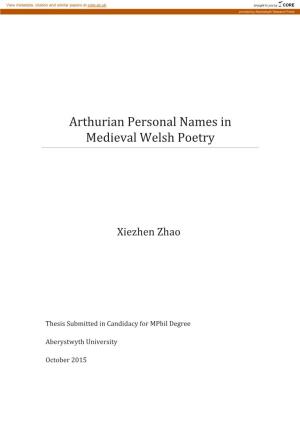 Arthurian Personal Names in Medieval Welsh Poetry