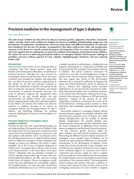 Precision Medicine in the Management of Type 2 Diabetes