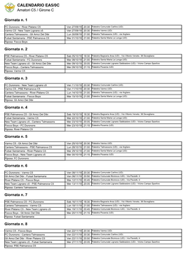 CALENDARIO EA5/0C Amatori C5 / Girone C