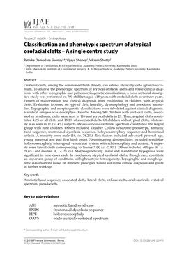Classification and Phenotypic Spectrum of Atypical Orofacial Clefts – a Single Centre Study