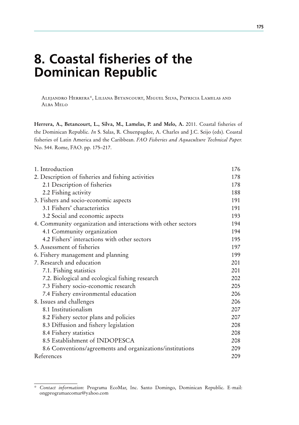 8. Coastal Fisheries of the Dominican Republic