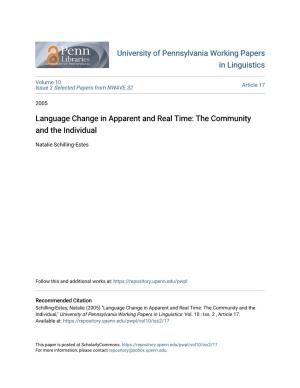Language Change in Apparent and Real Time: the Community and the Individual
