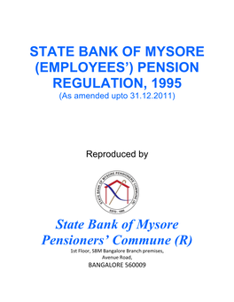 State Bank of Mysore (Employees') Pension Regulations, 1995
