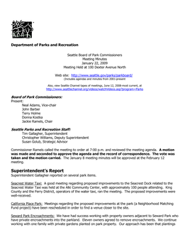 Superintendent's Report