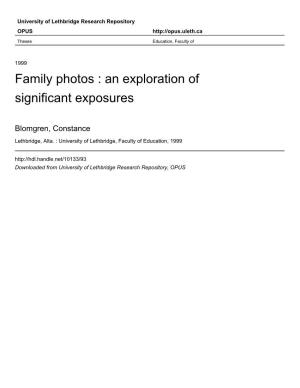 Family Photos : an Exploration of Significant Exposures