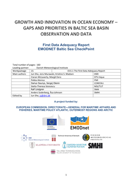 Growth and Innovation in Ocean Economy – Gaps and Priorities in Baltic Sea Basin Observation and Data
