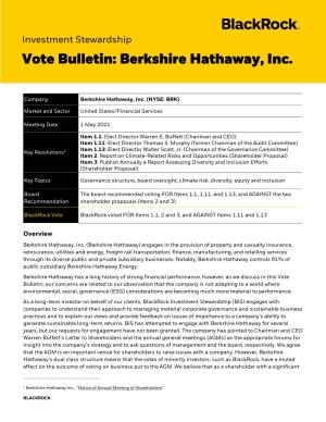 Berkshire Hathaway, Inc
