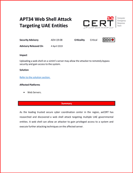 APT34 Web Shell Attack Targeting UAE Entities